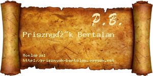 Prisznyák Bertalan névjegykártya